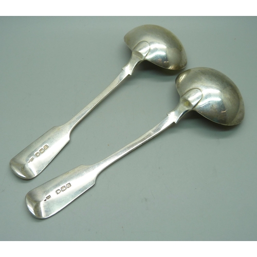 889 - A pair of late Victorian silver ladles, 151g