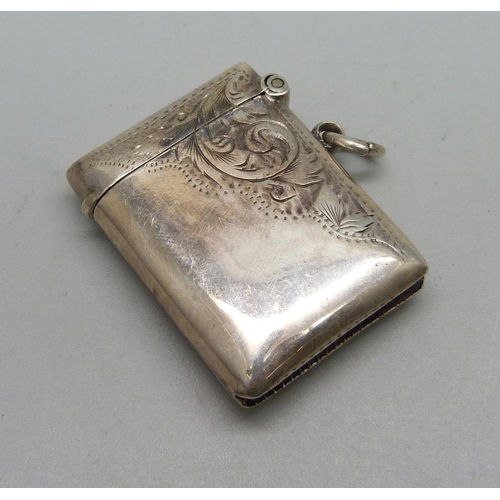 891 - A silver vesta case, Chester 1907