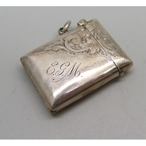 891 - A silver vesta case, Chester 1907