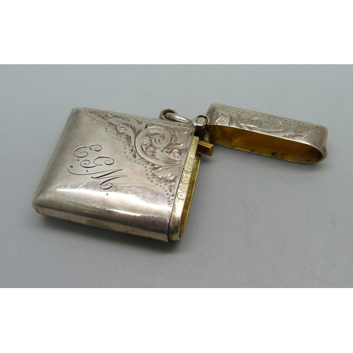 891 - A silver vesta case, Chester 1907