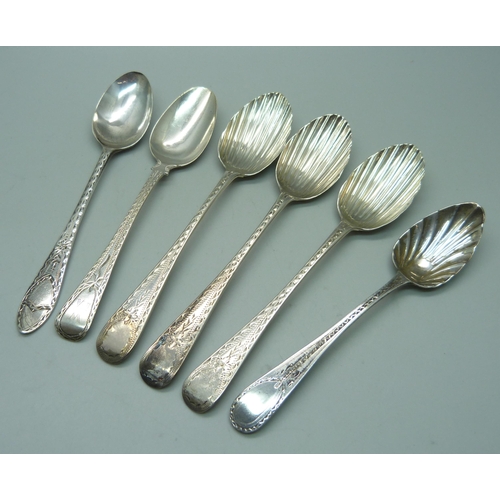 902 - Seven 19th Century silver spoons including Bateman and George Adams, 79g