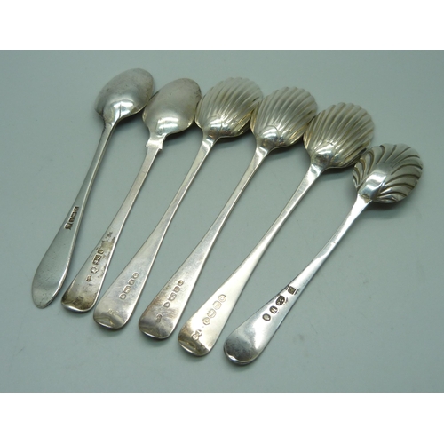 902 - Seven 19th Century silver spoons including Bateman and George Adams, 79g