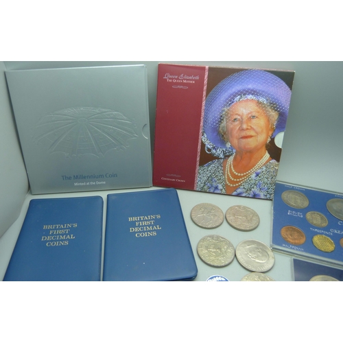 906 - A collection crowns including The Millennium Coin and other coins