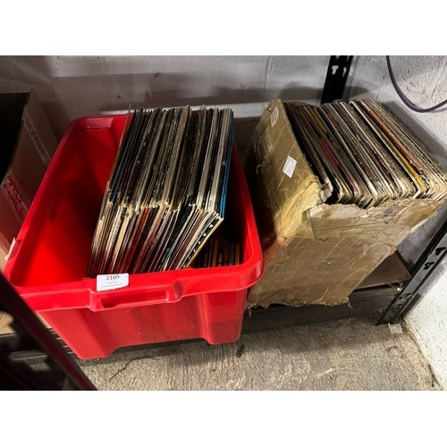 2169 - 2 boxes of vinyl including albums, 12