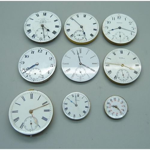 917 - Pocket watch movements including hunter and demi-hunter