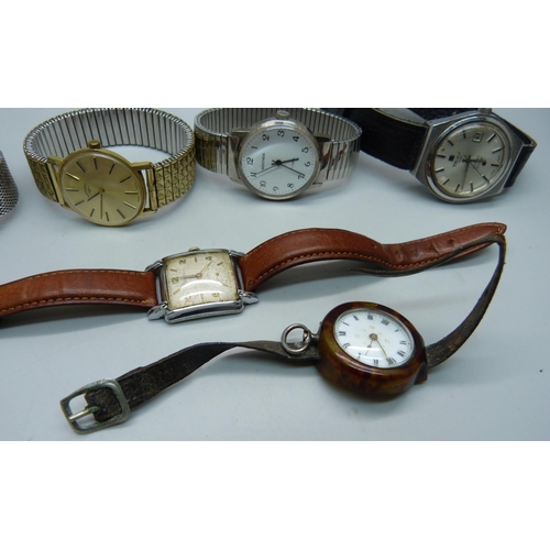 924 - Six watches, including Tissot, Art Deco Rotary and a silver fob watch lacking crown