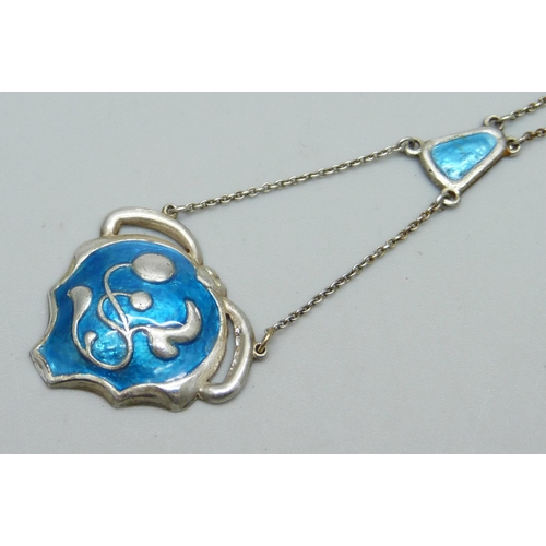 951 - A Charles Horner silver and enamel pendant, Chester 1911, a/f