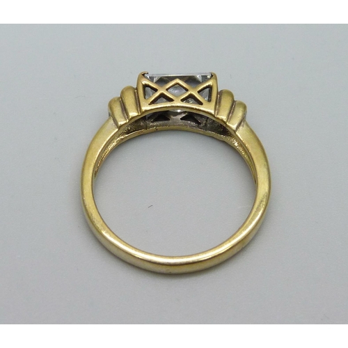 964 - A silver gilt and simulated diamond ring, R