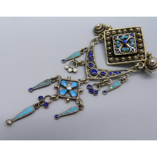 993 - A Norwegian silver and enamel brooch marked C.B. 830S