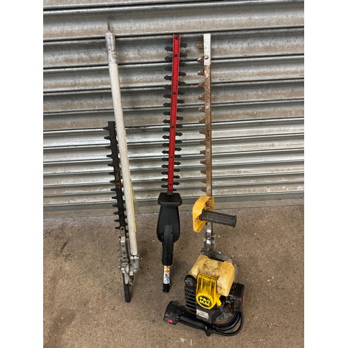 2217A - A GardenLine petrol strimmer, a Pro Mac petrol hedge cutter and hedge cutter attachments