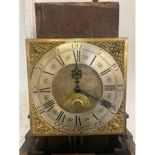 148 - A George III oak 30-hour longcase clock, the brass dial signed Benjamin Rodgers, Chesterfield