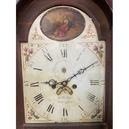 149 - A George III oak 30-8-day longcase clock, the painted dial signed Jn. Hallam, Nottingham