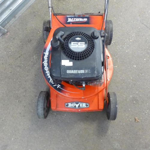 A Rover Turbo Thrust self propelled petrol driven lawnmower with a Briggs and Stratton 55 1 C petrol