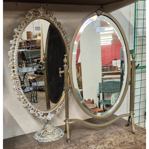 369 - A gilt framed gentleman's shaving mirror and mirror and one other