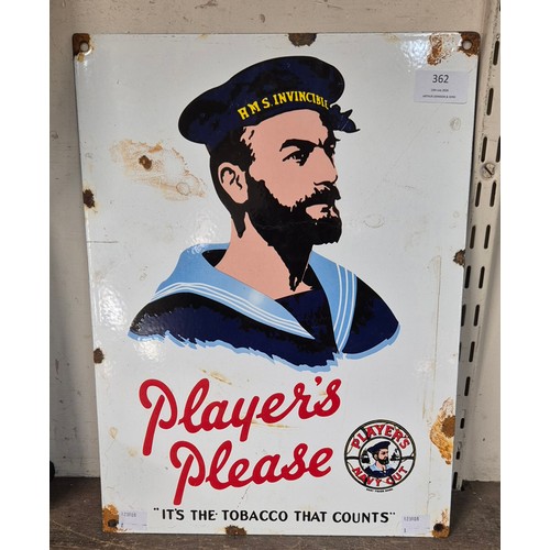 362 - A Players Please enamelled metal advertising sign