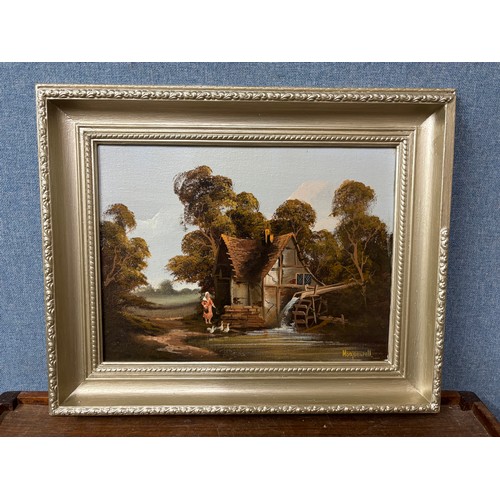 331 - 'Horsewell' river scene, oil on canvas, framed