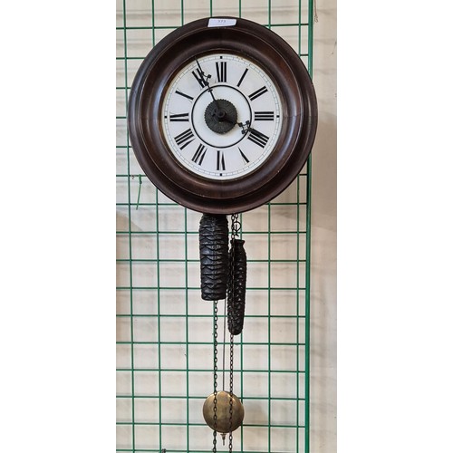 376 - A Victorian mahogany wall hanging postmans alarm wall clock