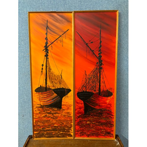 336 - John Bampfield, two marine scenes, mixed media, framed