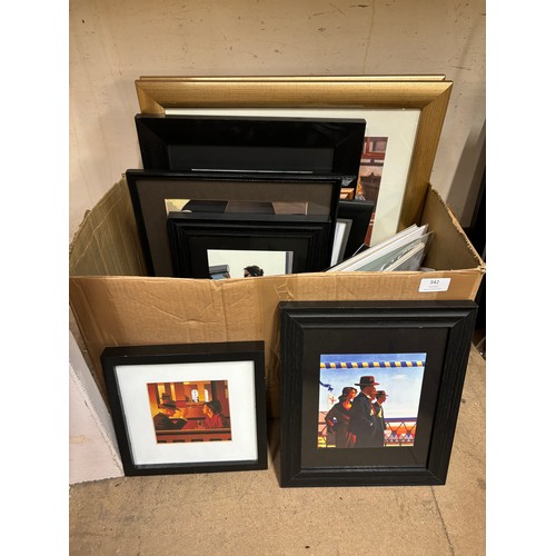 342 - Assorted prints and pictures, including Jack Vettriano