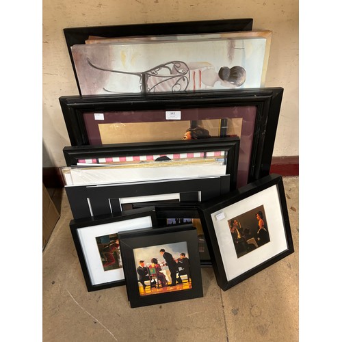 343 - Assorted prints including Jack Vettriano