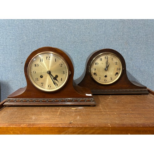 347 - Two oak mantel clocks