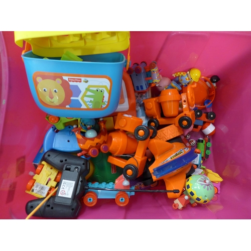 2345 - A large crate of young children's and toddlers used toys including Bob The Builder, Thomas The Tank,... 