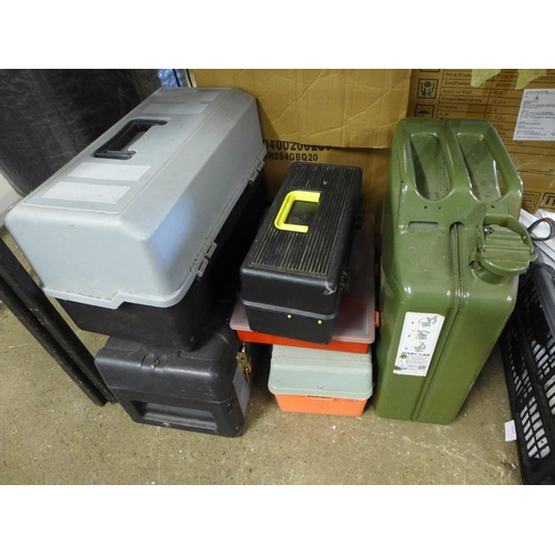 2369 - Four tool boxes, screw organizer and a jerry can