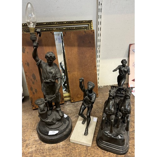 391 - Three assorted spelter figures