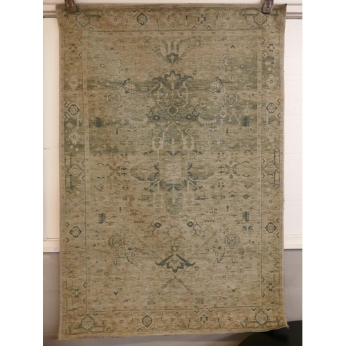 1341 - A green ground vintage look contemporary rug 170 x 120cm