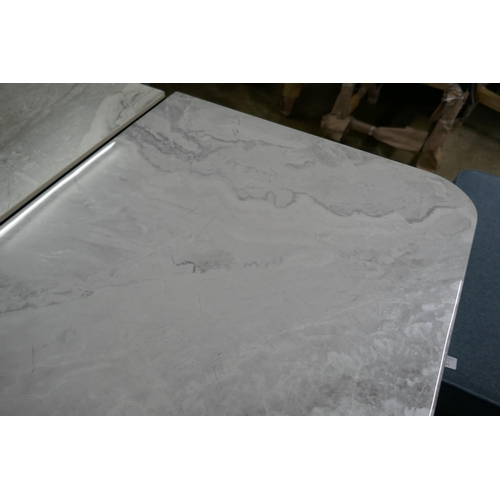 1403 - A marble effect and grey four door sideboard  *This lot is subject to VAT