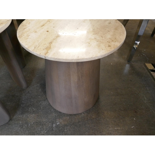 1399 - Three Travertine occasional tables  *This lot is subject to VAT