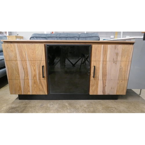 1306 - A three door sideboard with glass centre door  *This lot is subject to VAT