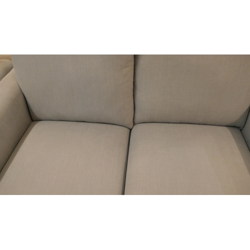 1309 - A sky blue upholstered two seater sofa and armchair on a semi exposed frame RRP £2314