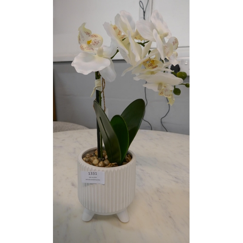 1331 - An ornamental white orchid in a ceramic pot - H42cms (67690306) *This lot is subject to vat