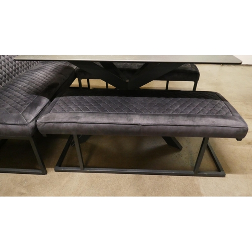 1348 - A black ceramic dining table, a corner bench and a two seater bench *This lot is subject to VAT