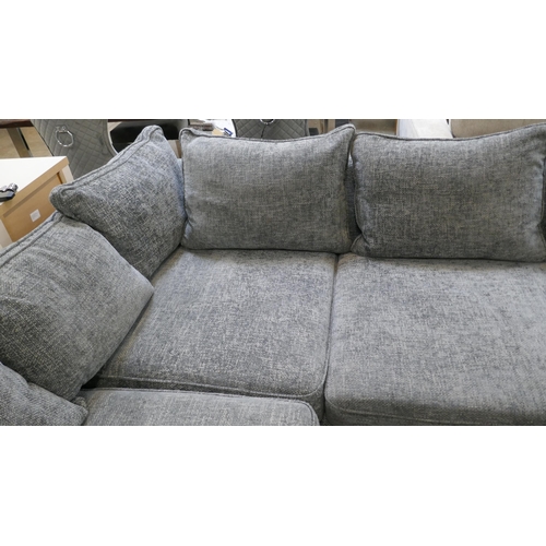 1421 - A storm grey textured weave upholstered corner sofa on oak feet