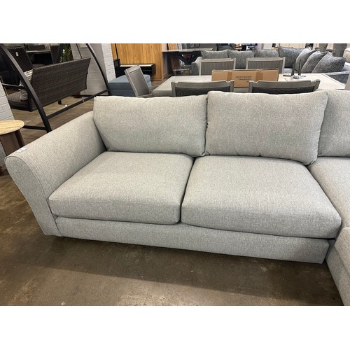 1400 - A grey textured weave upholstered corner sofa