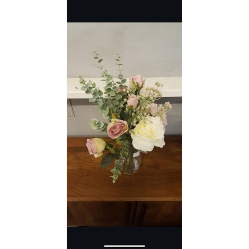 1310A - A Rose and Hydrangea arrangement in a glass vase, H 60cms (50657315) *This lot is subject to vat