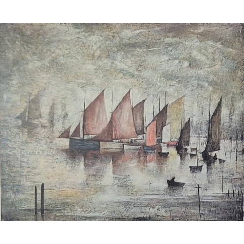 17 - Laurence Stephen Lowry R.A. (1887-1976), Sailing Boats, signed Limited Edition print, F.A.T.G blind ... 