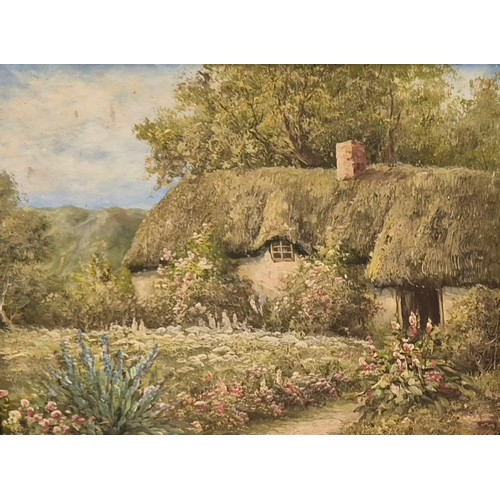 30 - L. Gallon, English cottage garden landscape, oil on board, signed lower right, 29 x 39cms, framed