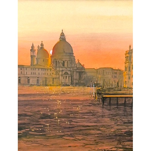 33 - Howard Birchmore (20th Century), Santa Maria Della Salute at sunset, oil on canvas, signed lower rig... 