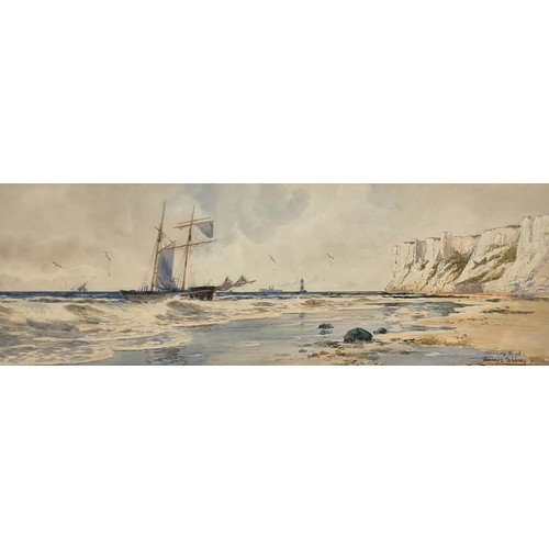 36 - Thomas Sidney, Beachy Head, watercolour, signed lower right, 23 x 67cms, framed