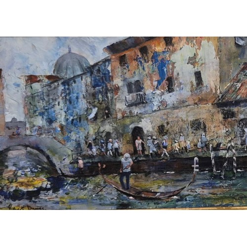 47 - Robert Davies (20th Century), Venetian landscape, oil on board, 32 x 46cms, framed