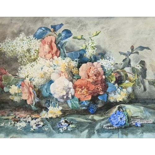 50 - Auguste Rivoire (French b.1878), still life of flowers, watercolour, 49 x 64cms, framed