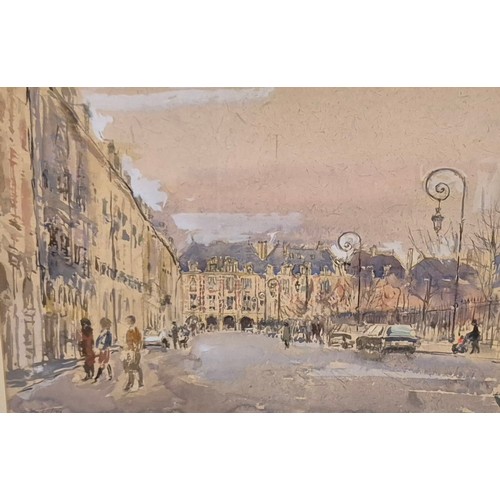 57 - John Linfield R.W.S. (b.1930), Place de Vosges, Paris, watercolour, 37 x 53cms, framed