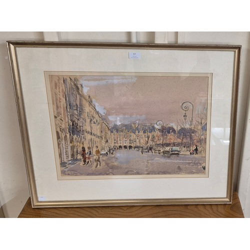 57 - John Linfield R.W.S. (b.1930), Place de Vosges, Paris, watercolour, 37 x 53cms, framed