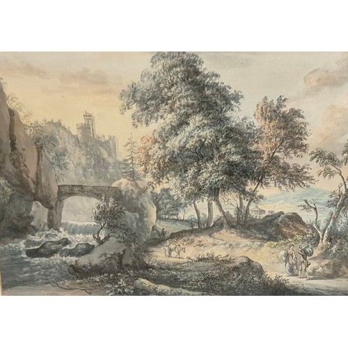 56 - Charles Stapleton (18th Century), A Hilly Landscape, watercolour, 47 x 63cms, framed