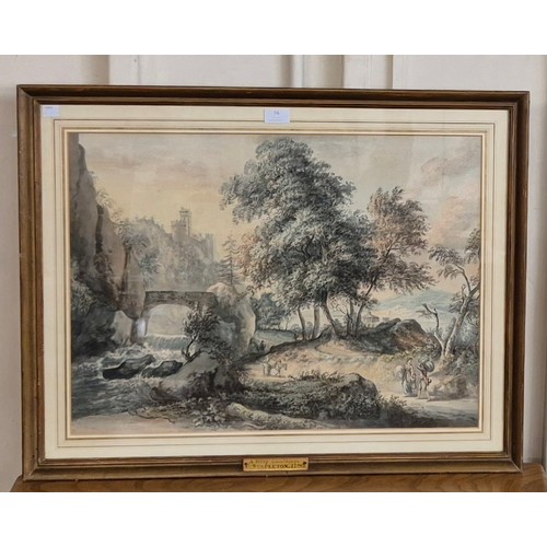 56 - Charles Stapleton (18th Century), A Hilly Landscape, watercolour, 47 x 63cms, framed