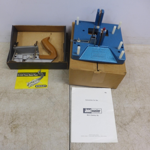 2045 - A Stanley 13-030 three blade plane in original box with a Jointmaster MkII sawing jig