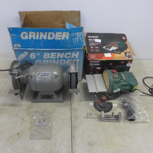 2053 - A Parkside PTSG 140 C2, 240V, 140W disc sander and a Hilka 6